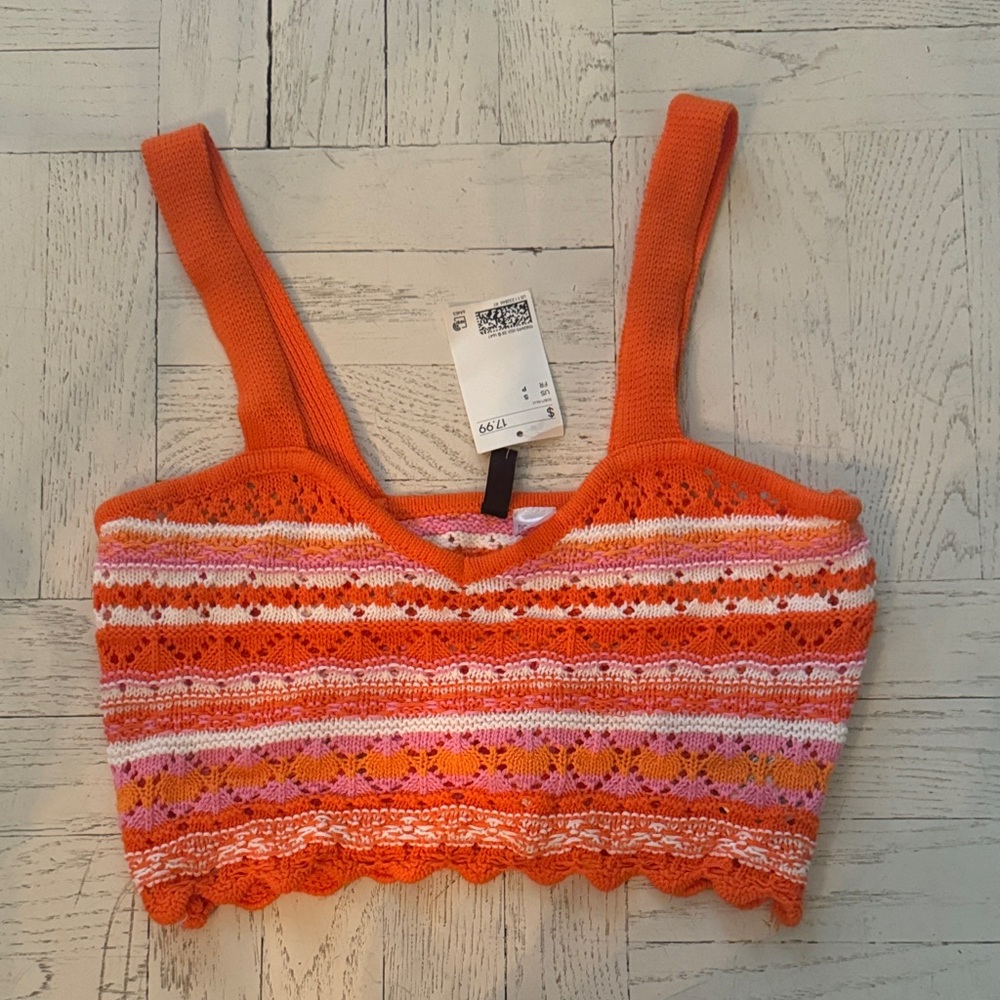 Orange and Pink Crochet Crop Top